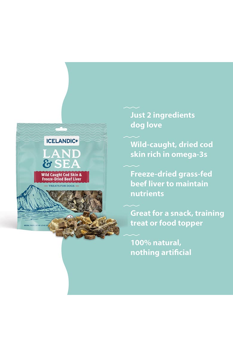 ICELANDIC+ Land & Sea Wild Caught Cod Skin & Freezedried Beef Liver, Alternate, color, Multicolored