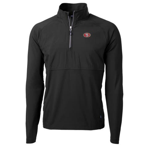 Men's Cutter & Buck Black San Francisco 49ers Adapt Eco Knit Hybrid Recycled Quarter-Zip Raglan Jacket