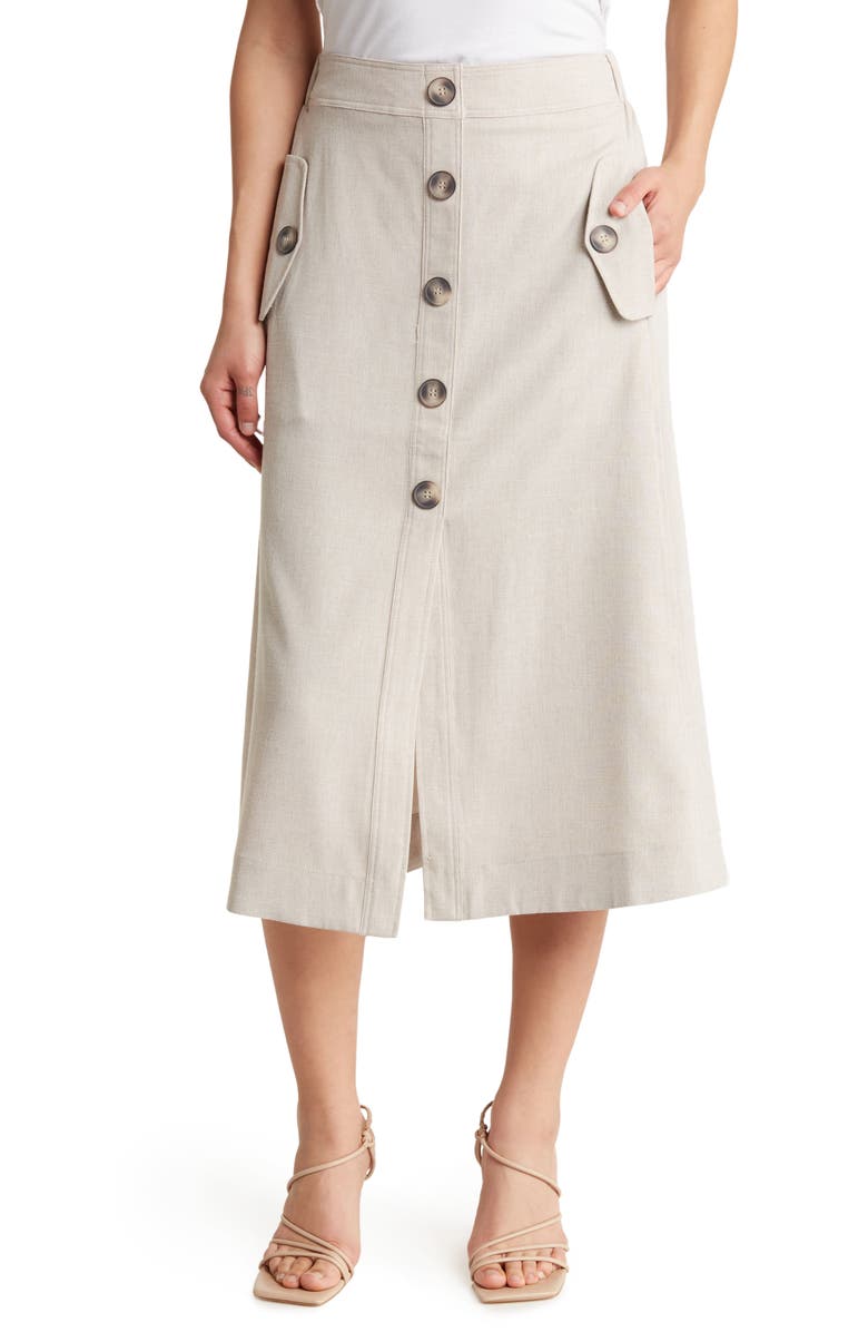 Adrianna Papell Button Front Utility Skirt, Main, color,