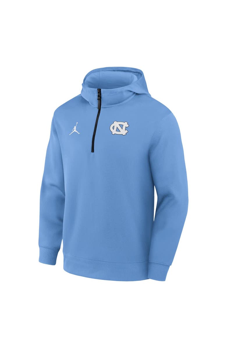 Jordan Brand Men's Jordan Brand Carolina Blue North Carolina Tar Heels 2025 Coaches Premium Dri-FIT Quarter-Zip Hoodie, Alternate, color, Light Blue