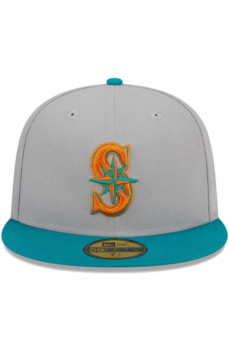 New Era Men's New Era Gray/Teal Seattle Mariners  59FIFTY Fitted Hat, Alternate, color, 