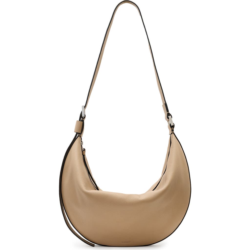 Allsaints Womens Mink Brown Half Moon Suede Shoulder Bag In Mink Brown