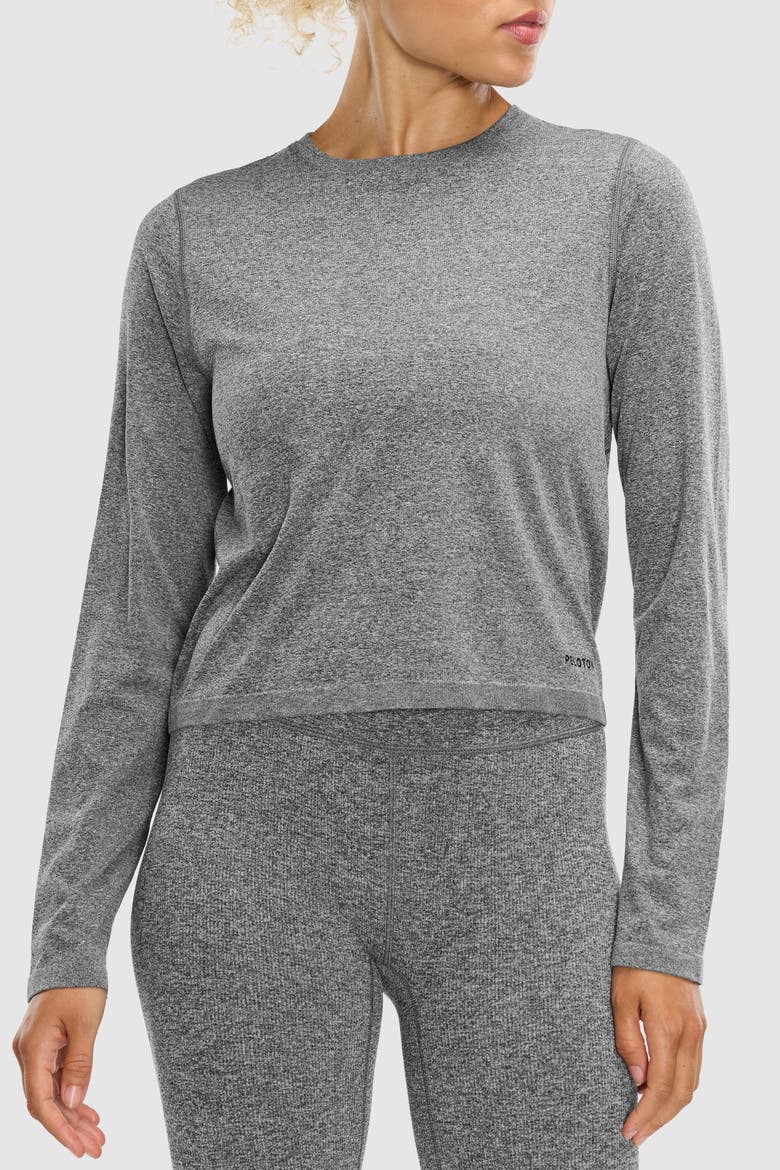 Seamless Melange Long Sleeve, Main, color, Black