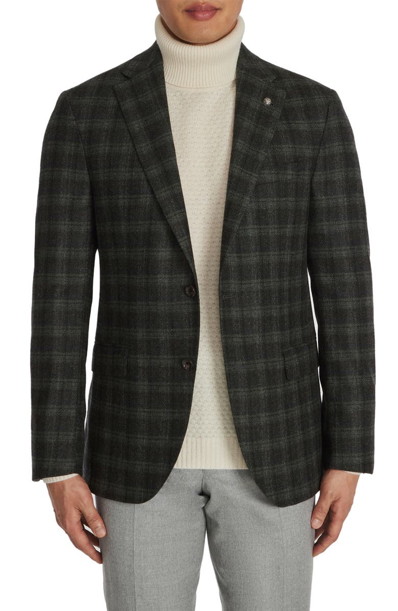 Jack Victor Midland Plaid Wool & Cashmere Sport Coat, Alternate, color,