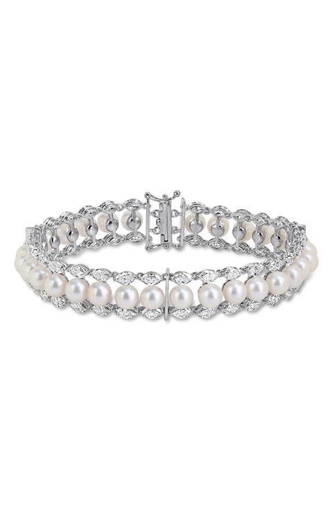 Sterling Silver Cultured Freshwater Pearl Bracelet