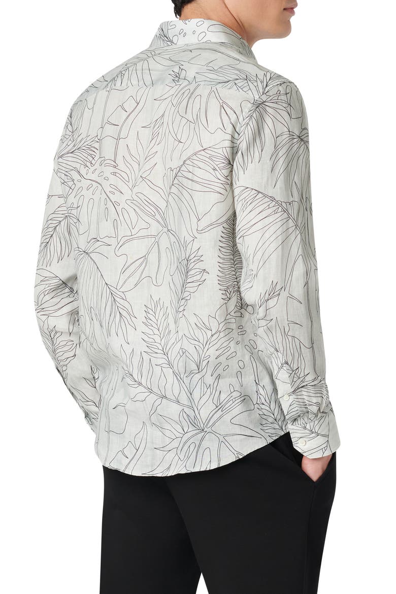 Axel Shaped Fit Woven Linen Button-Up Shirt, Alternate, color, CEMENT
