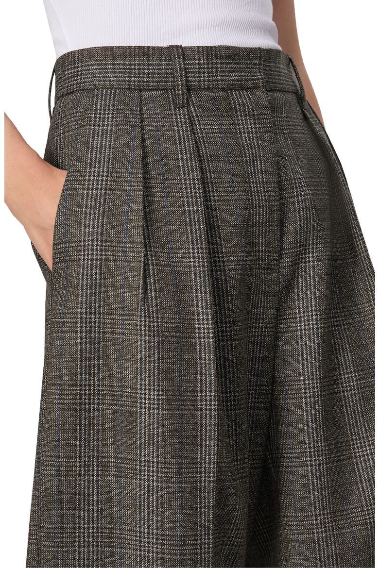 Francine Plaid Virgin Wool Pants, Alternate, color, BROWNPLAID