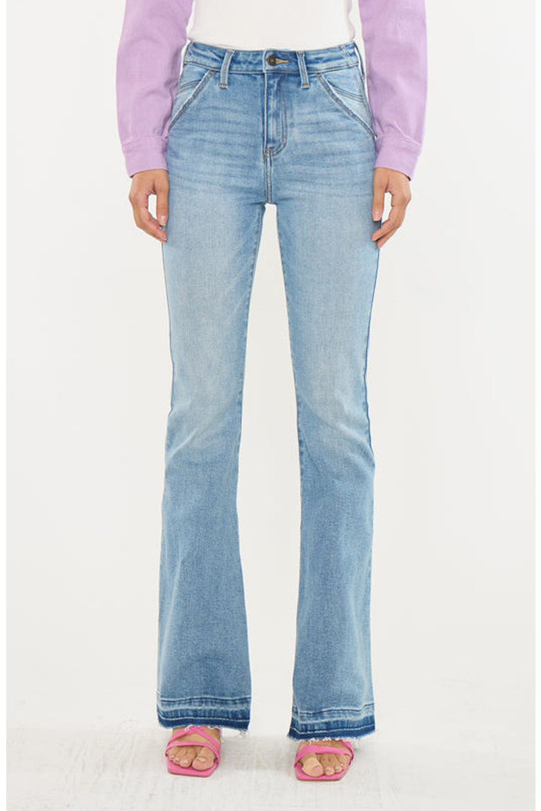 Aimmes High Rise Flare Stretch Jeans, Main, color, Medium Wash