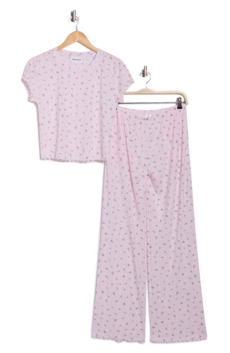 Abound After Hours Pointelle Pajamas, Alternate, color, Pink- Tan Micro Ditsy