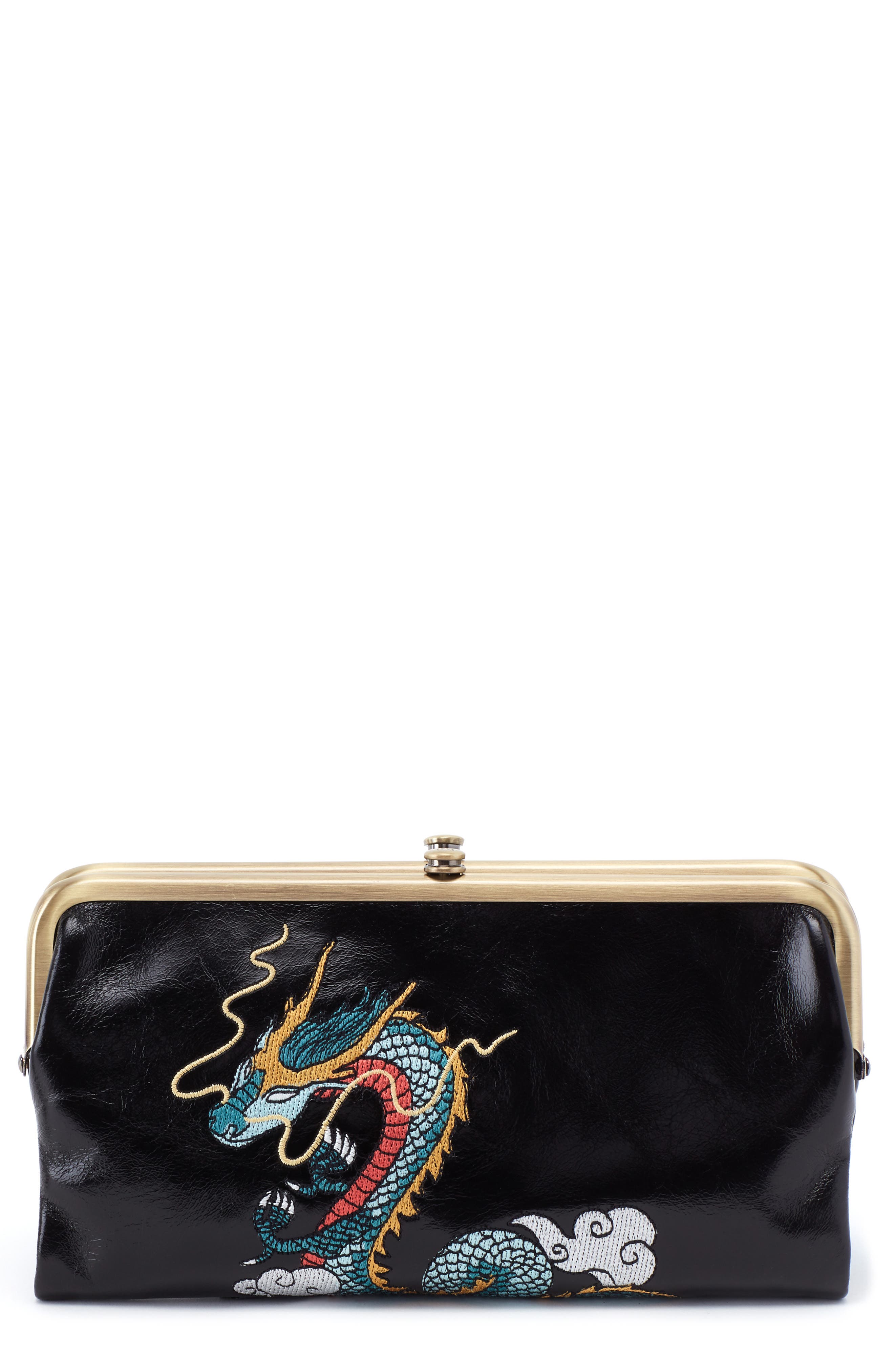 HOBO Leather Double Frame Clutch, Main, color, 