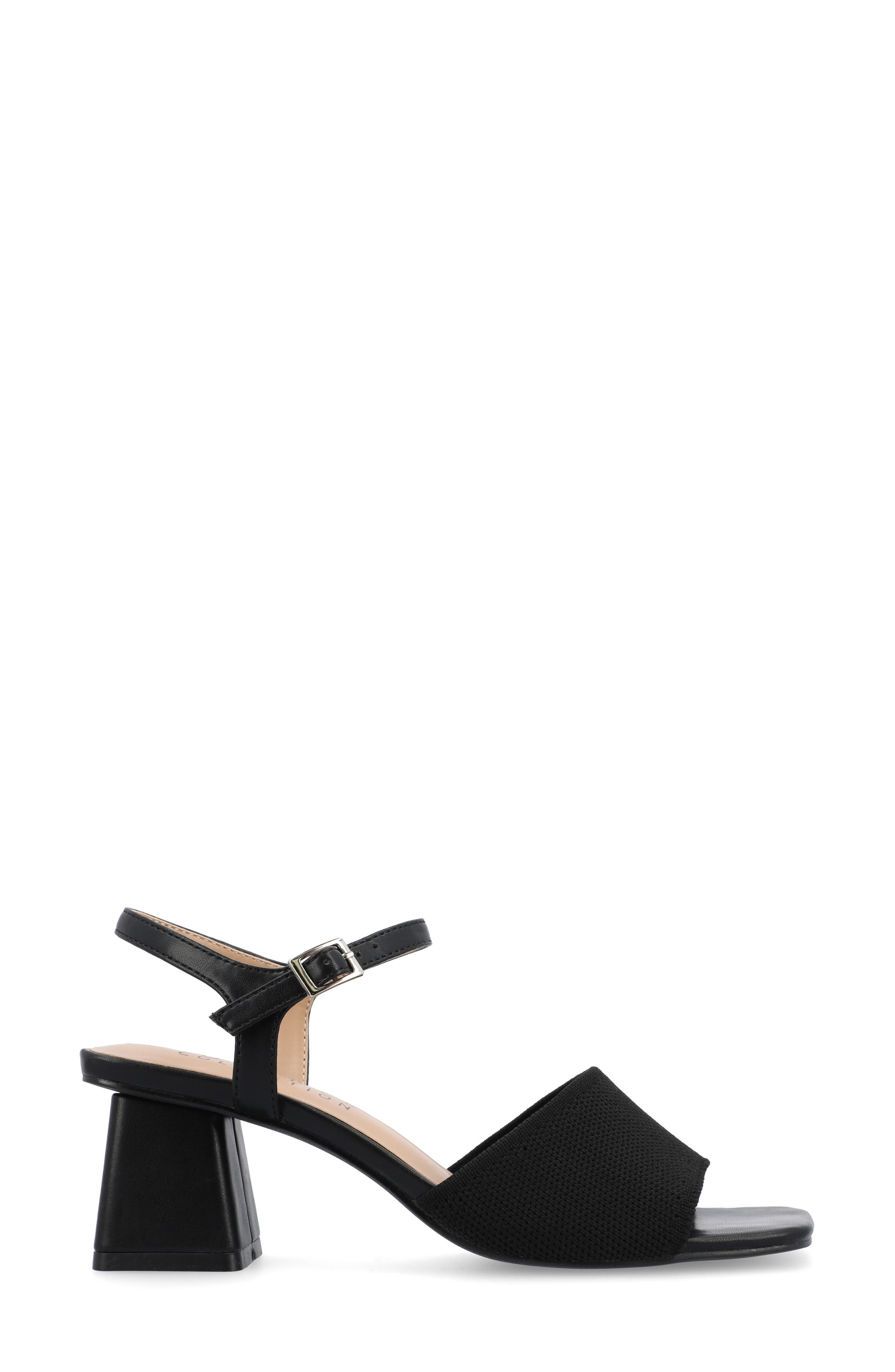 Journee Collection Evylinn Knit Block Heel Sandal, Alternate, color, 