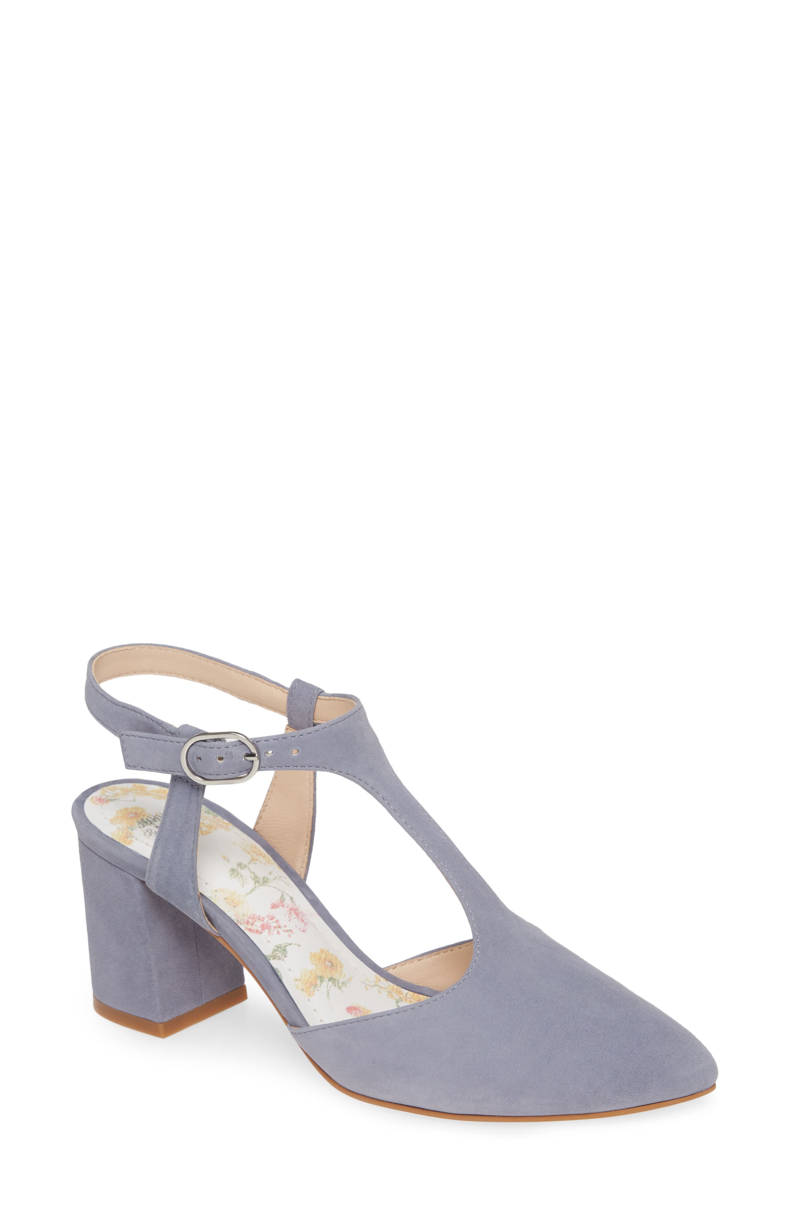 Laina T-Strap Pump, Main, color, DENIM SUEDE NAPPA LEATHER