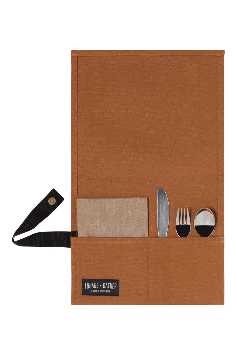 On-the-Go Roll-Up Cutlery Set, Main, color, BROWN