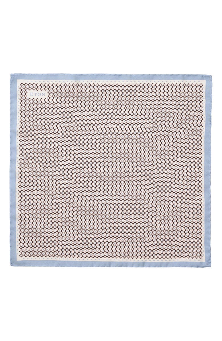 Eton Geometric Print Silk Twill Pocket Square, Alternate, color, Medium Red