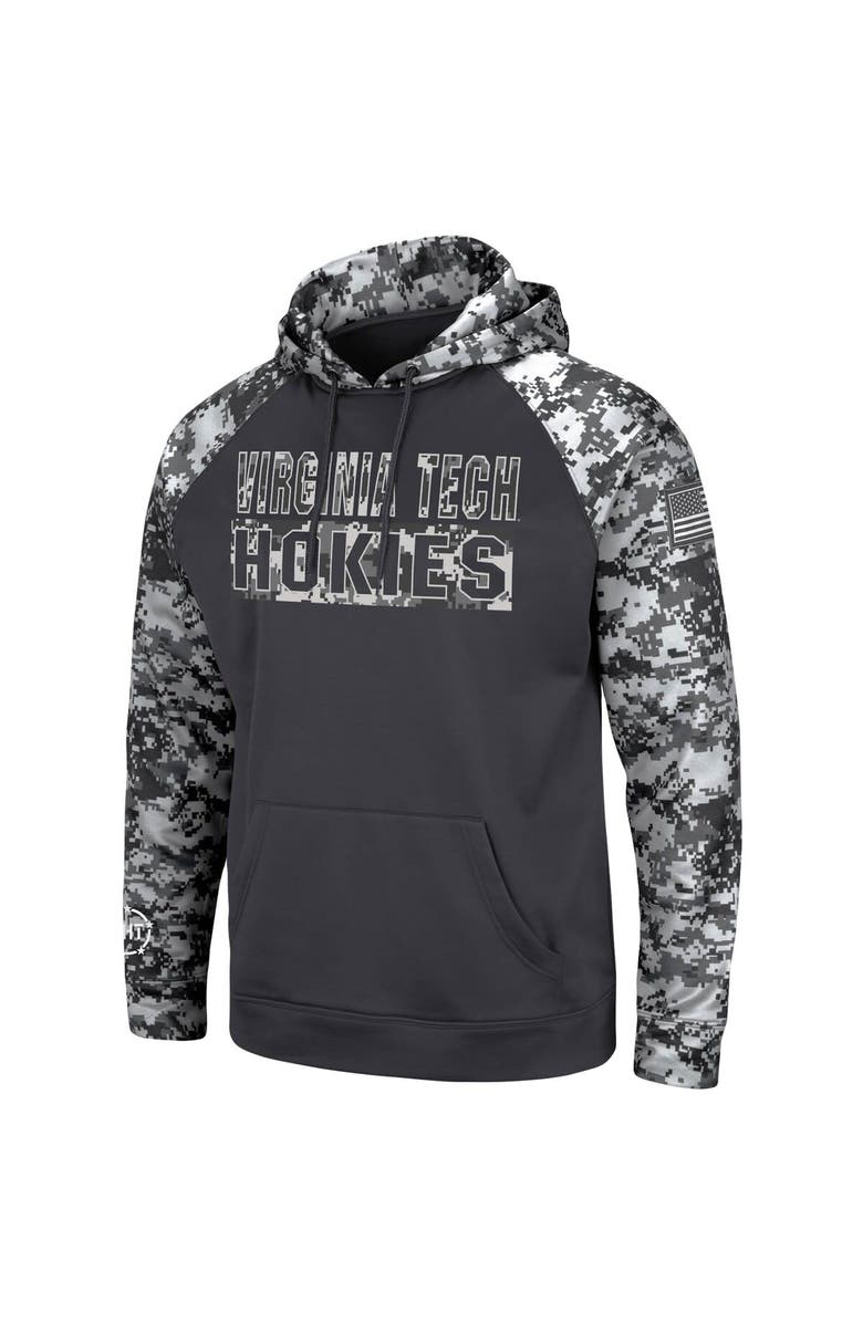 COLOSSEUM Men's Colosseum Charcoal Virginia Tech Hokies OHT Military Appreciation Digi Camo Big & Tall Pullover Hoodie, Alternate, color, 