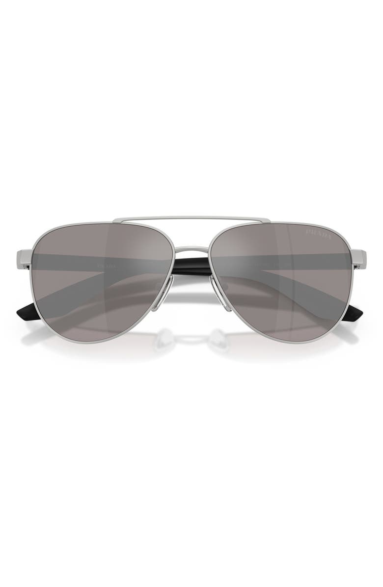 Prada Linea Rossa 58mm Pilot Sunglasses, Alternate, color, Matte Grey