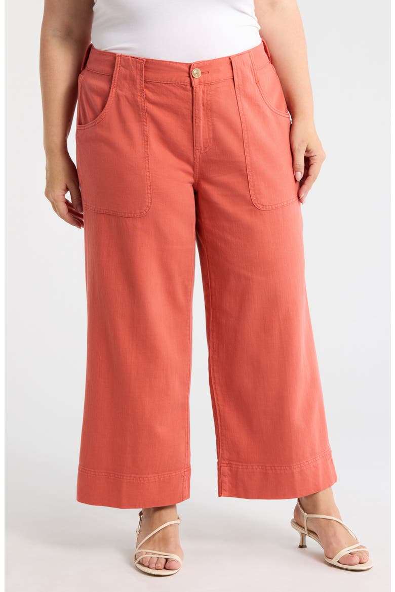 Stride High Waist Crop Wide Leg Utility Pants, Main, color, RED CLAY