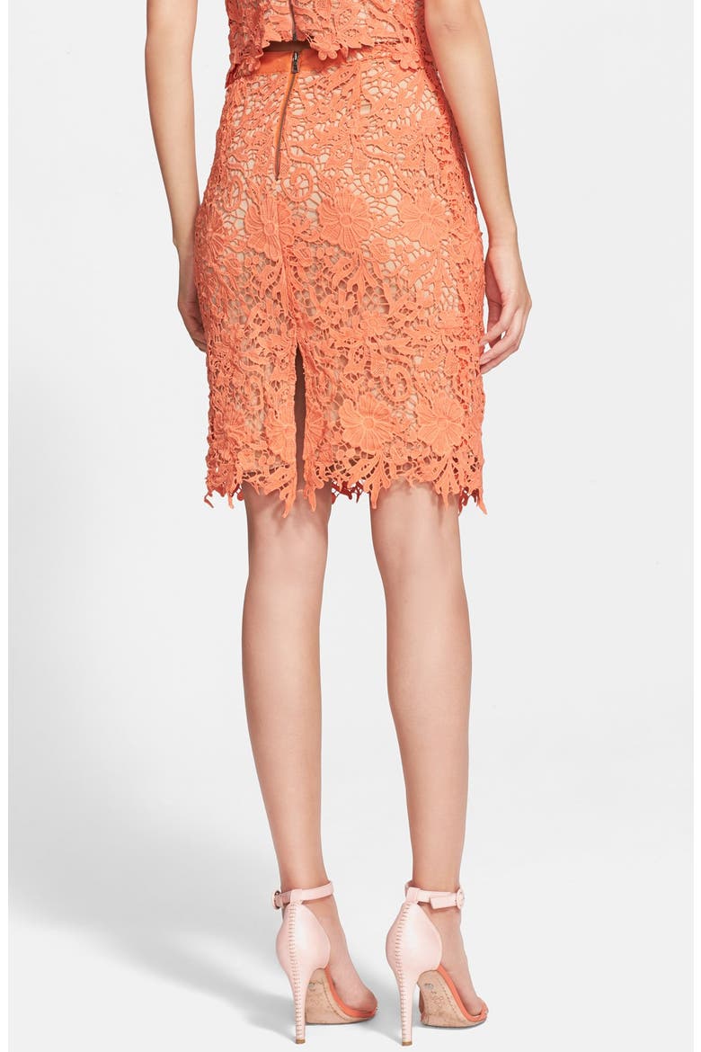 'Farrel' Lace Pencil Skirt, Alternate, color, CORAL/ NUDE