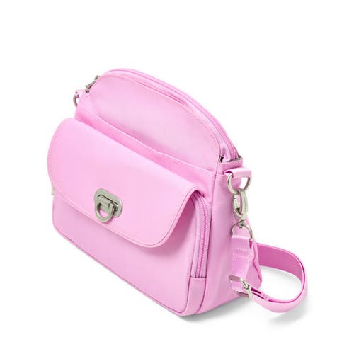 Shop Baggallini Coastal Flip Lock Crossbody Bag In Hibiscus Pink