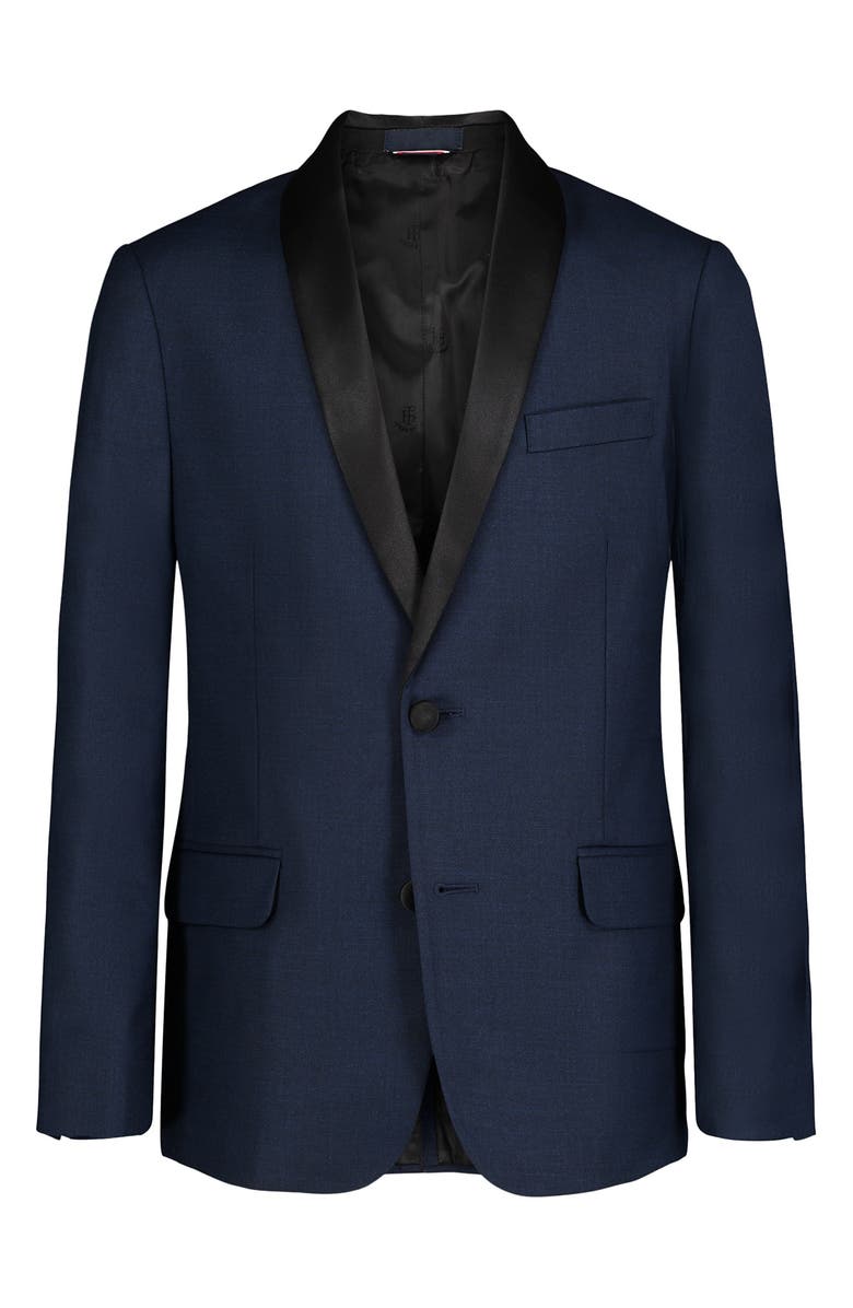 Tommy Hilfiger Kids' Stretch Sharkskin Shawl Collar Sport Coat, Main, color, Dark Blue