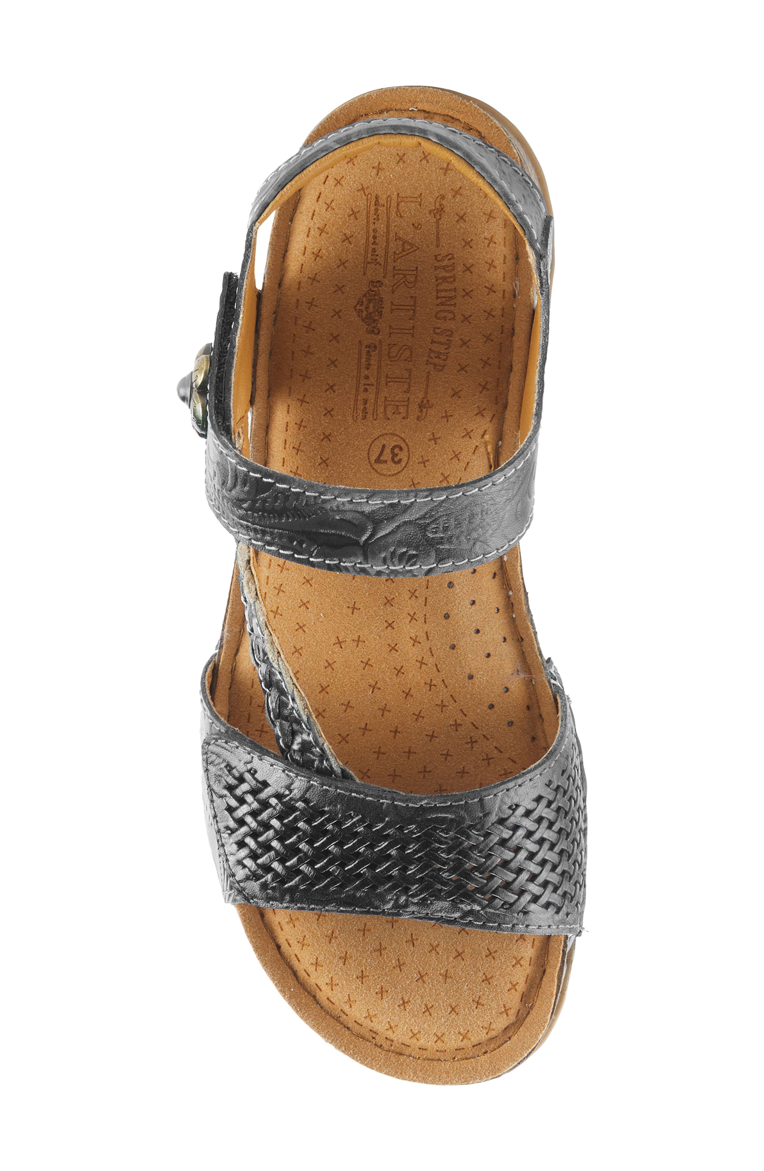 L'Artiste by Spring Step Popular Asymmetric Ankle Strap Sandal, Alternate, color, Black