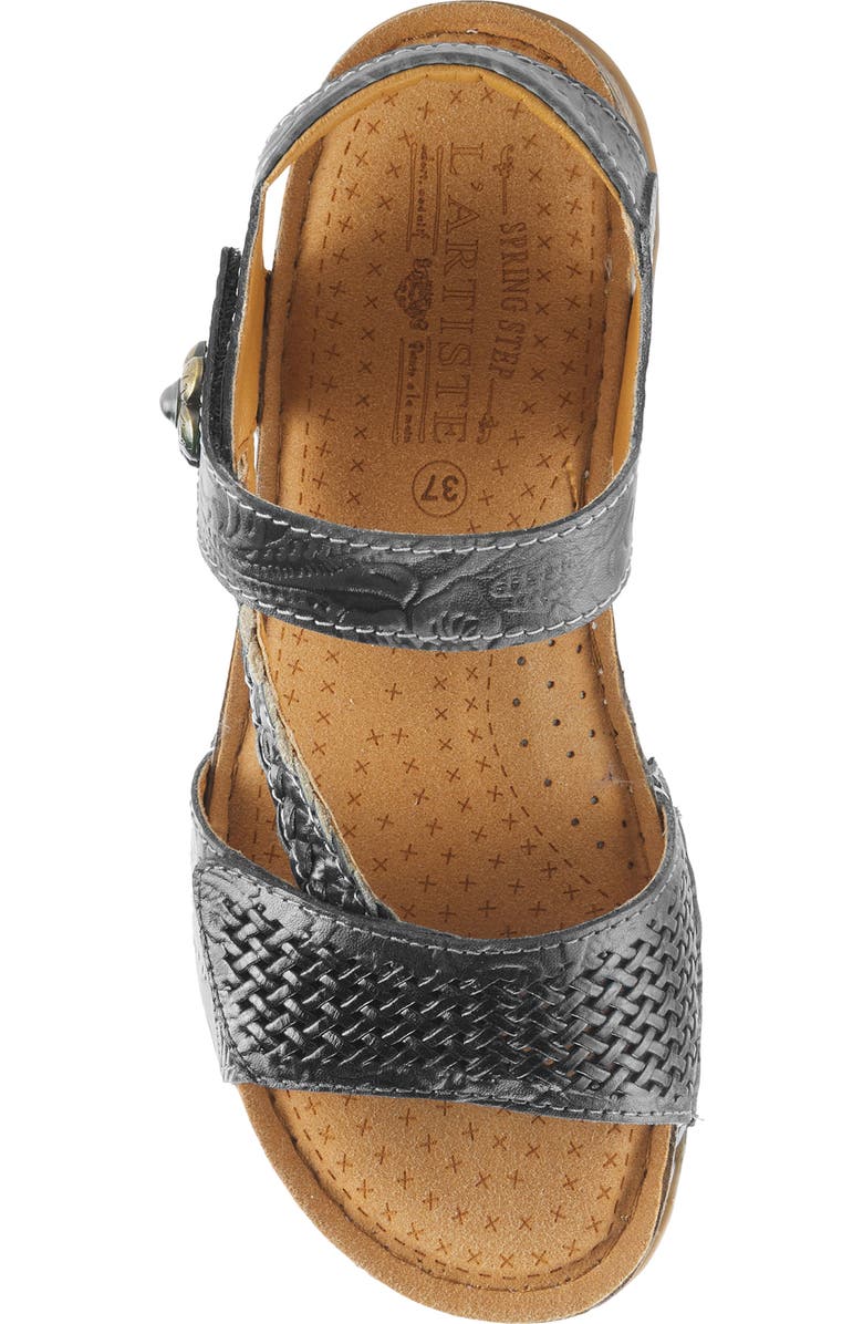 L'Artiste by Spring Step Popular Asymmetric Ankle Strap Sandal, Alternate, color, Black