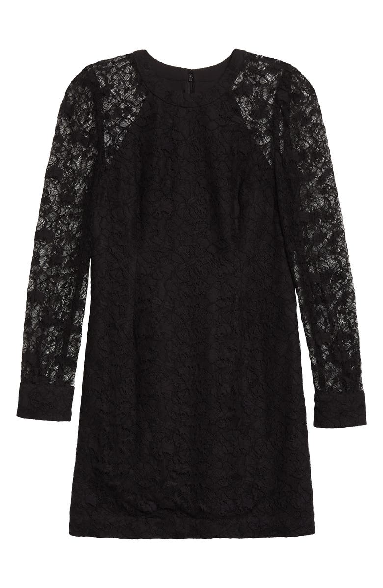 Club Monaco Sheer Long Sleeve Lace Minidress, Alternate, color, 