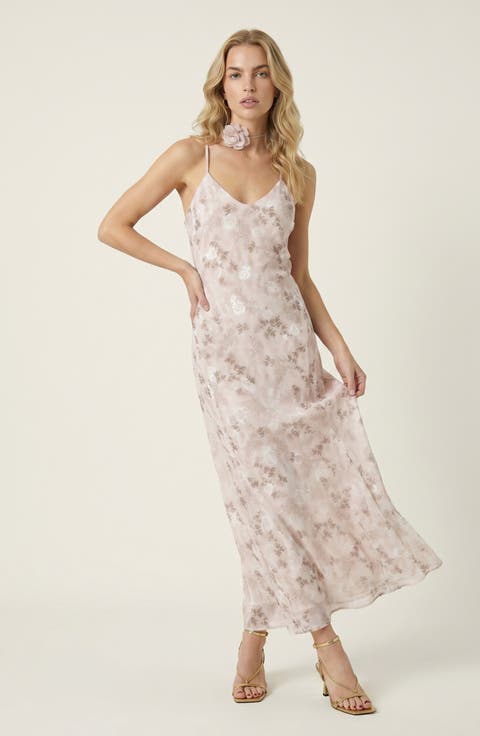 Floral Satin Maxi Dress