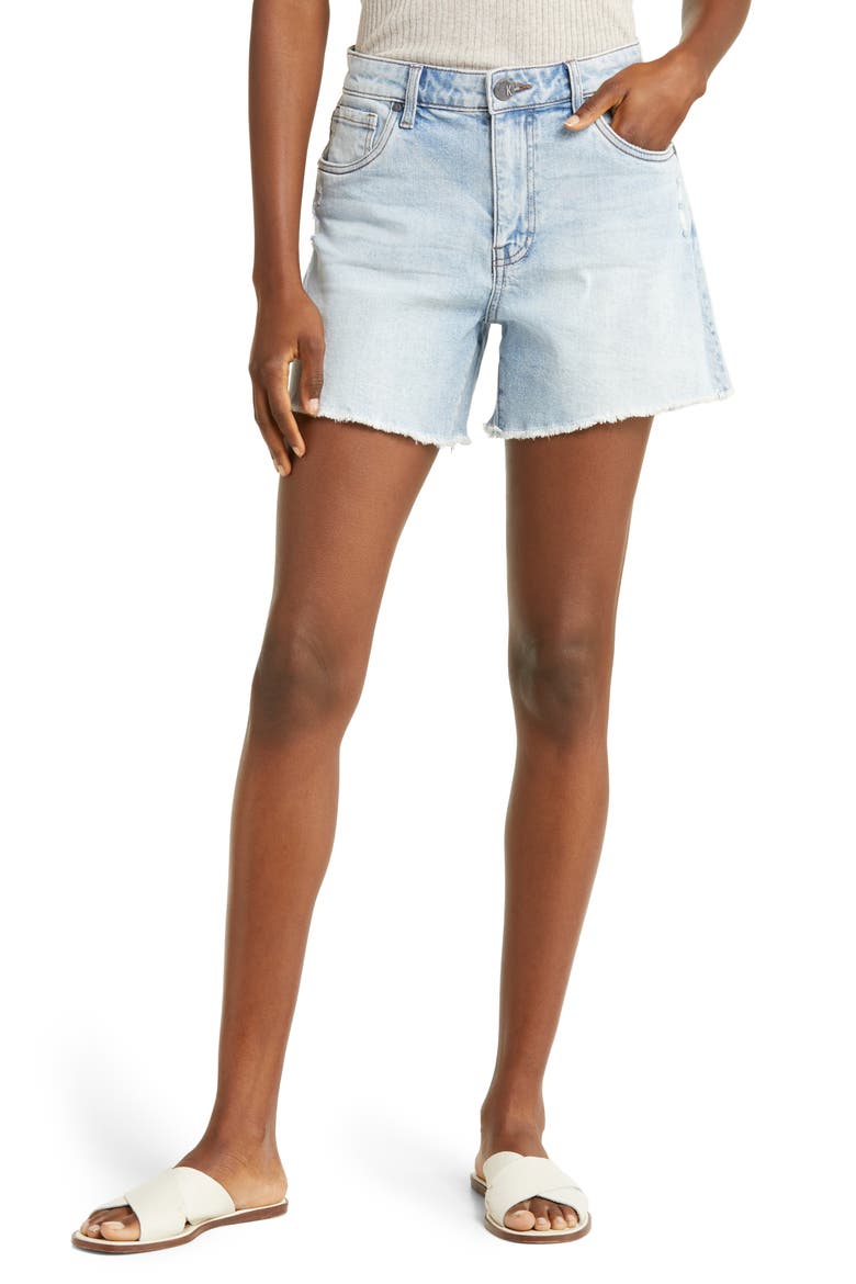 Jane Fray Hem High Waist Denim Shorts, Main, color, FULL