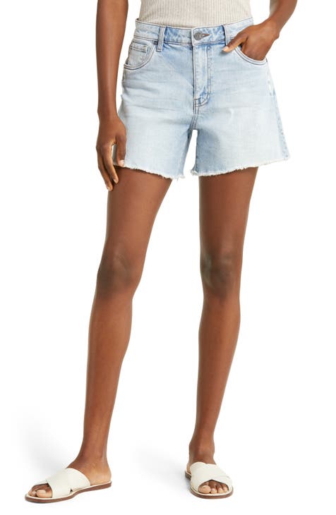 Jane Fray Hem High Waist Denim Shorts (Full)