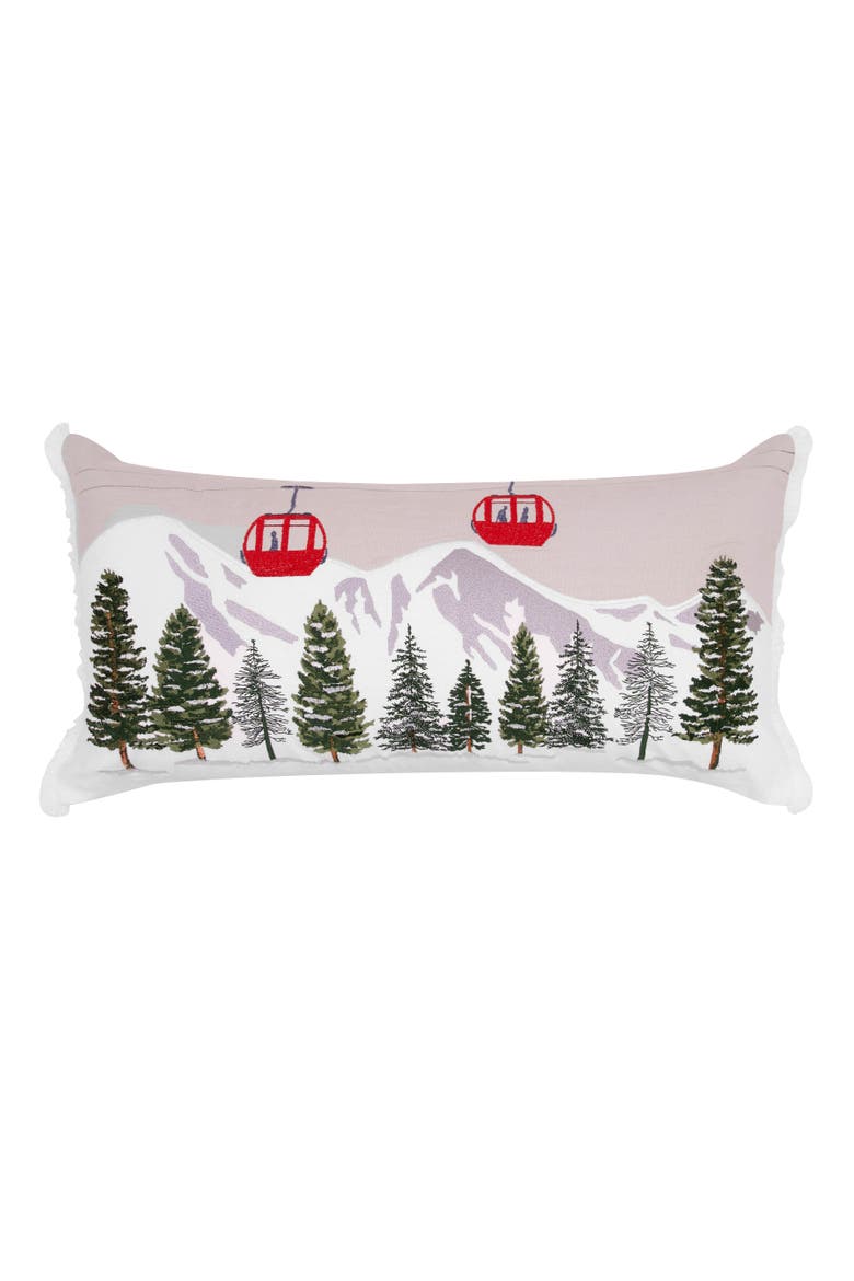 Ski Lift Indoor Lumbar Mini Lumbar Accent Pillow 14" x 26", Main, color, Green