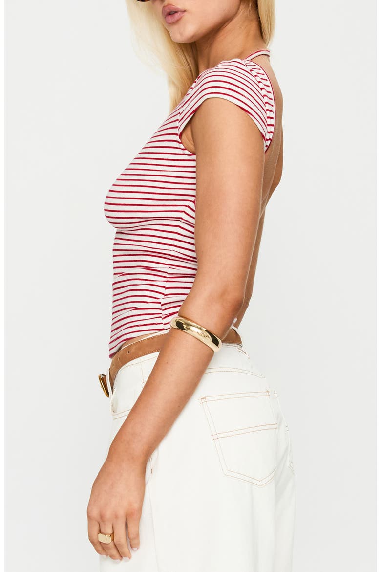 Drives Me Crazy Backless Top, Alternate, color, RED STRIPE