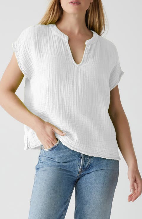 Naomi Split Neck Gauze Top