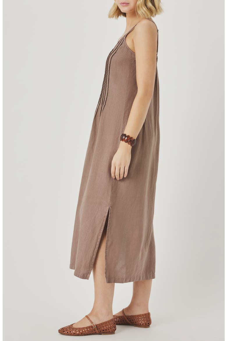 Stella Pintuck Detail Linen Dress, Alternate, color, WICKER BEIGE