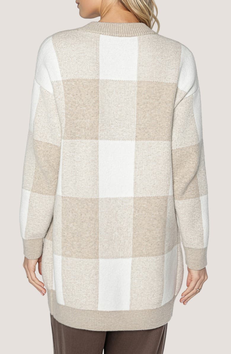 matty m. Eiffel Check Cardigan, Alternate, color, Heather Taupe