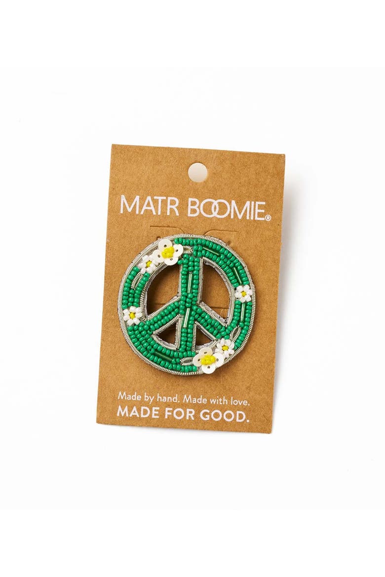 Bala Mani Beaded Peace Brooch Pin, Alternate, color, Green