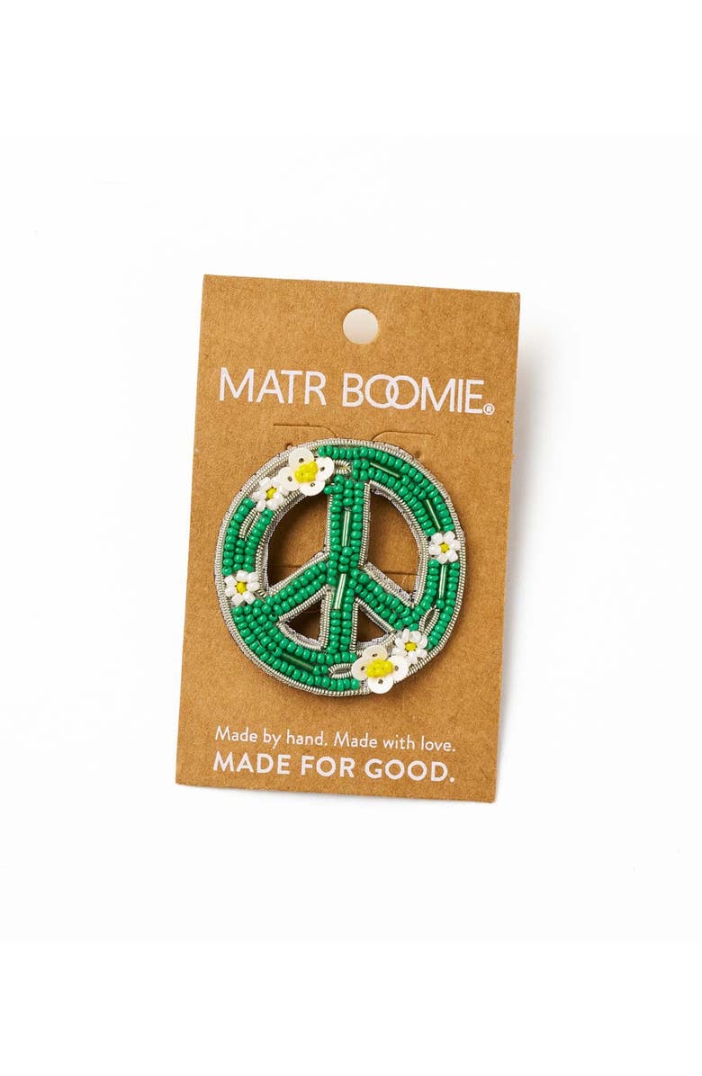 Matr Boomie Bala Mani Beaded Peace Brooch Pin, Alternate, color, Green