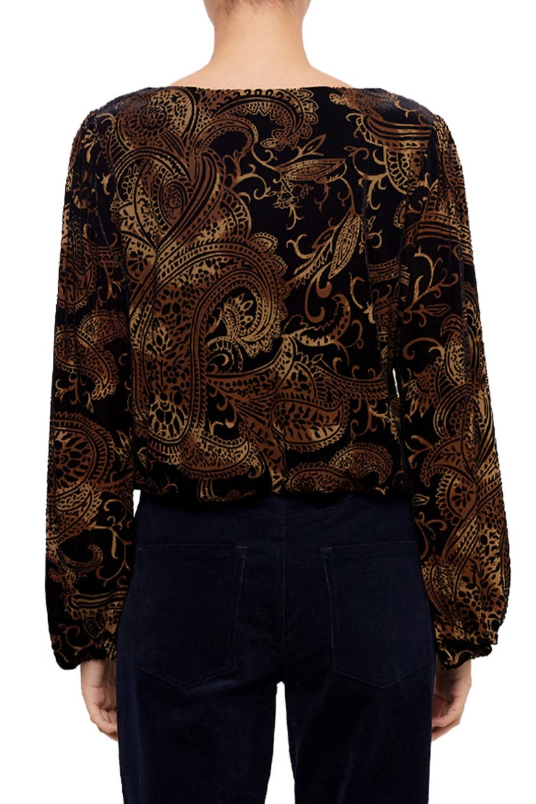 Velvet Burnout Boatneck Top, Alternate, color, BLACK W/ BROWN