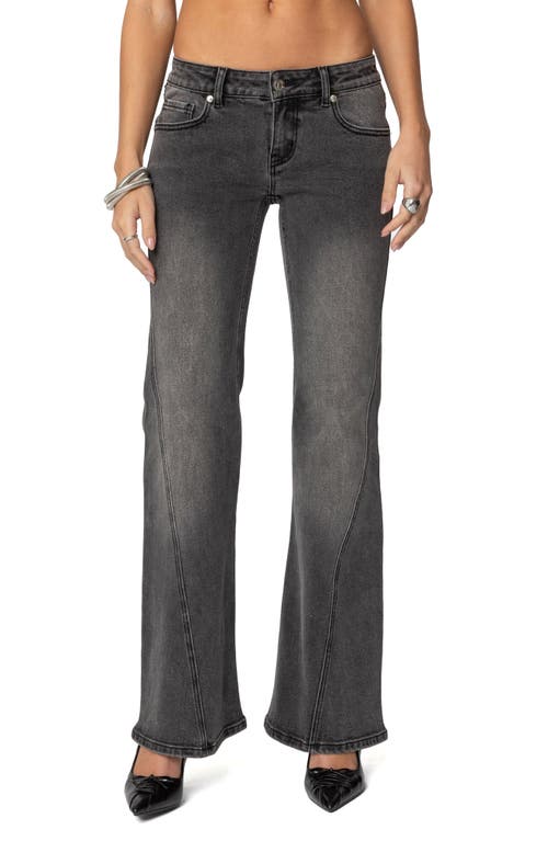 Edikted Colton Boot Cut Low Rise Jeans In Black Wash In Black-washed