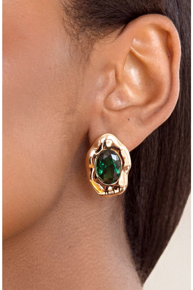 Molten Glow Crystal Stud Earrings, Alternate, color, GREEN