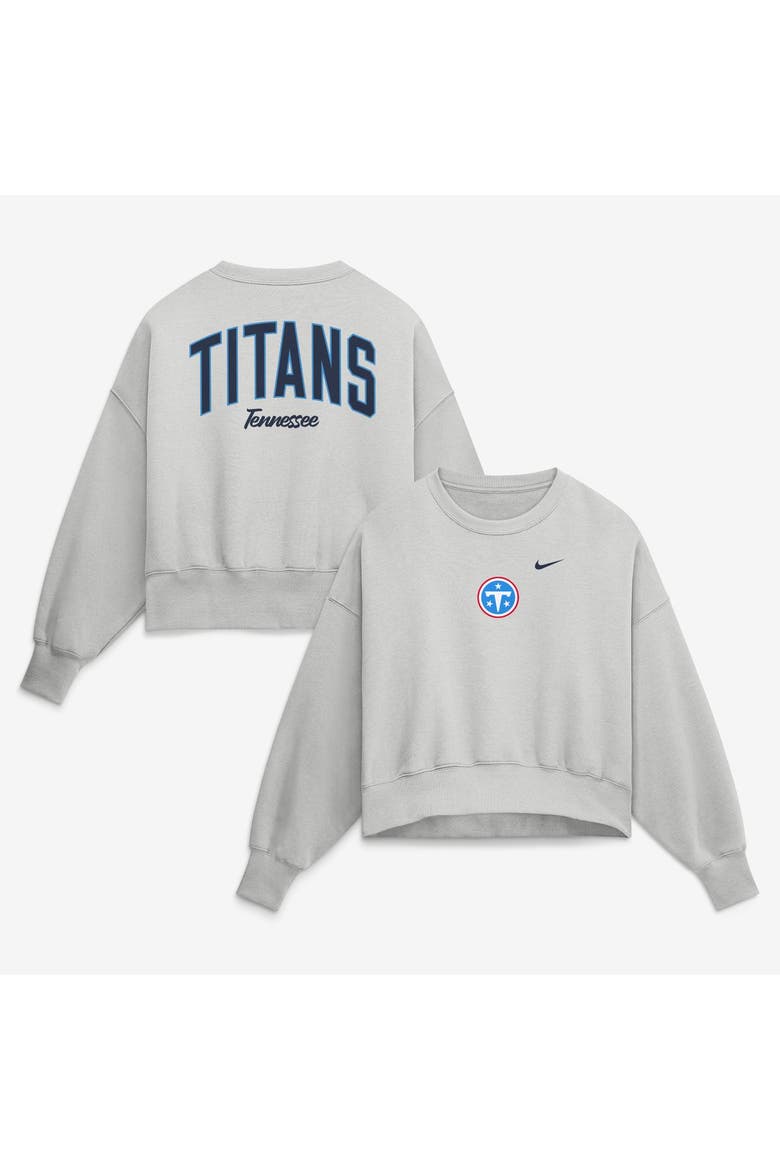 Women's Nike  Gray Tennessee Titans Oversized Primetime Phoenix Fleece Sweatshirt, Main, color, Gray