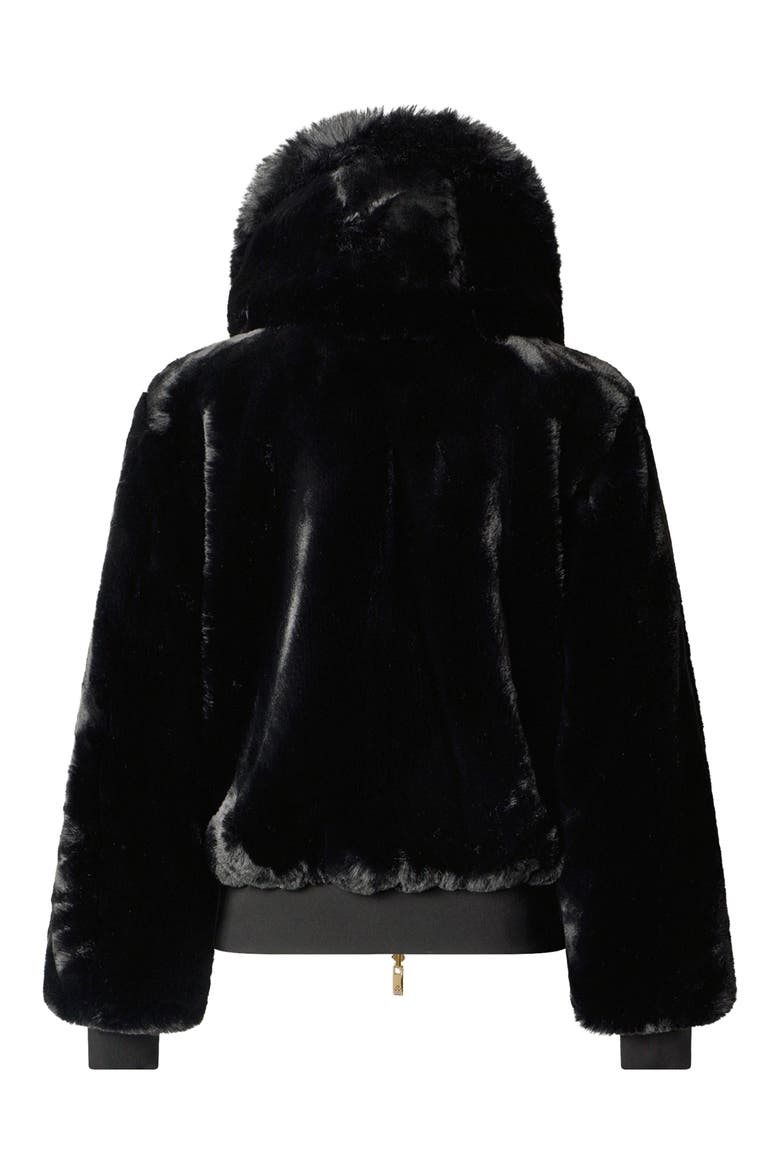 Luxe Satin Reversible Faux Fur Bomber Jacket, Alternate, color, BLACK