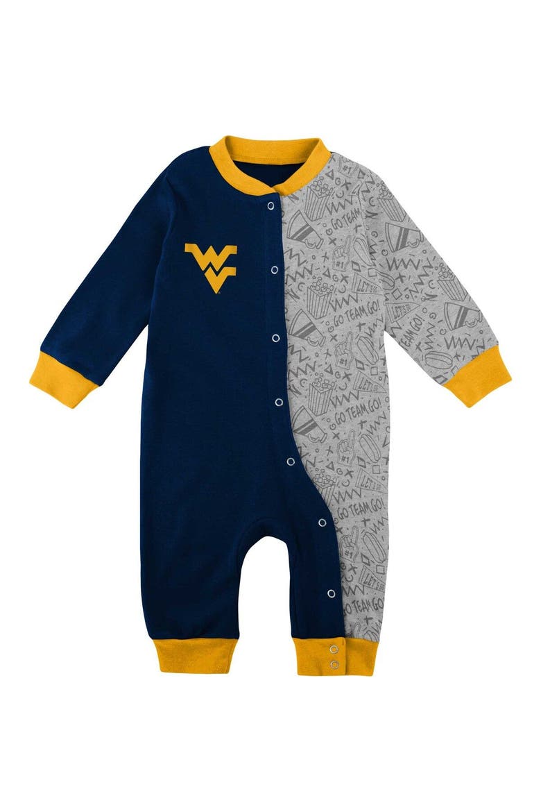 Infant Navy West Virginia Mountaineers Playbook Two-Tone Sleeper, Alternate, color, Navy