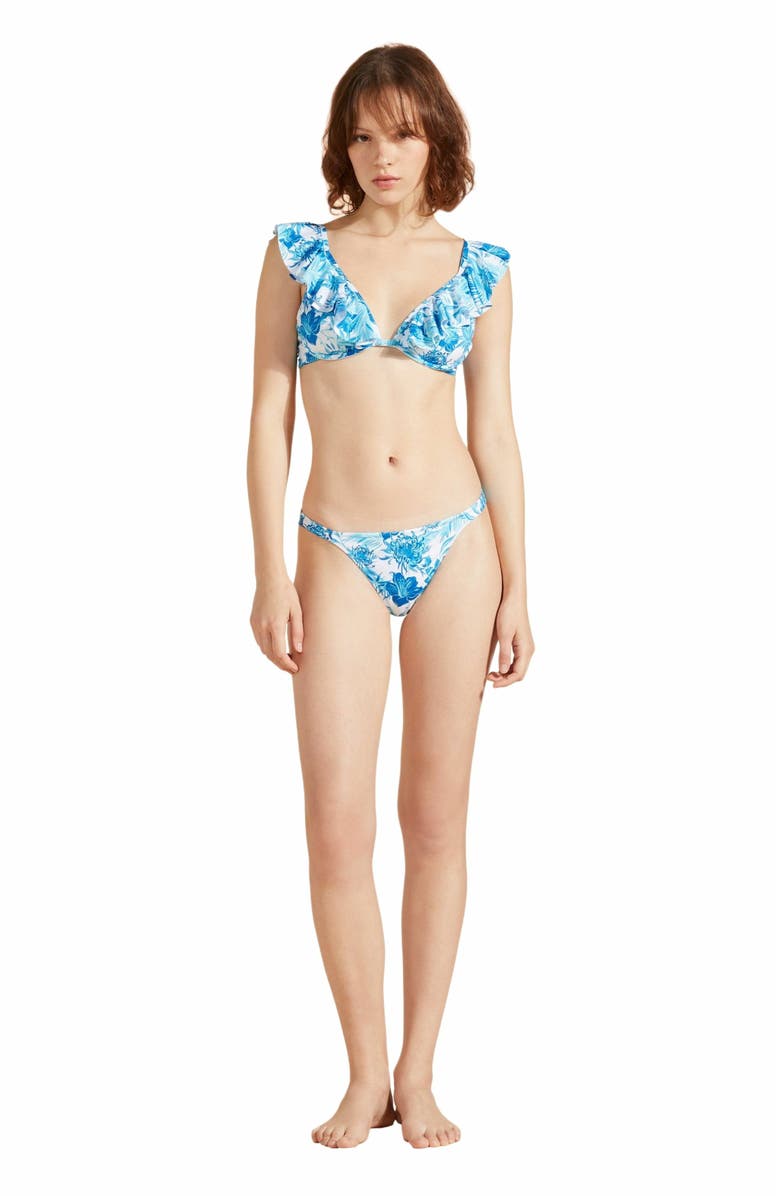 Vilebrequin Women's Tahiti Flower Ruffle Bikini Top, Main, color, 