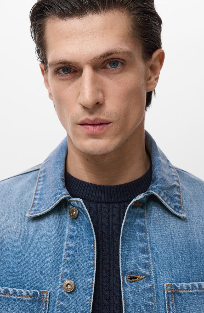 MANGO Slim Fit Denim Workwear Jacket, Alternate, color, Medium Blue