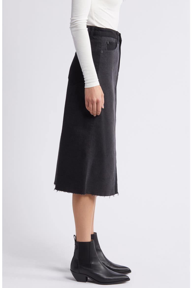 Highland Two-Tone Denim Midi Skirt, Alternate, color, BLACK PATCHWORK