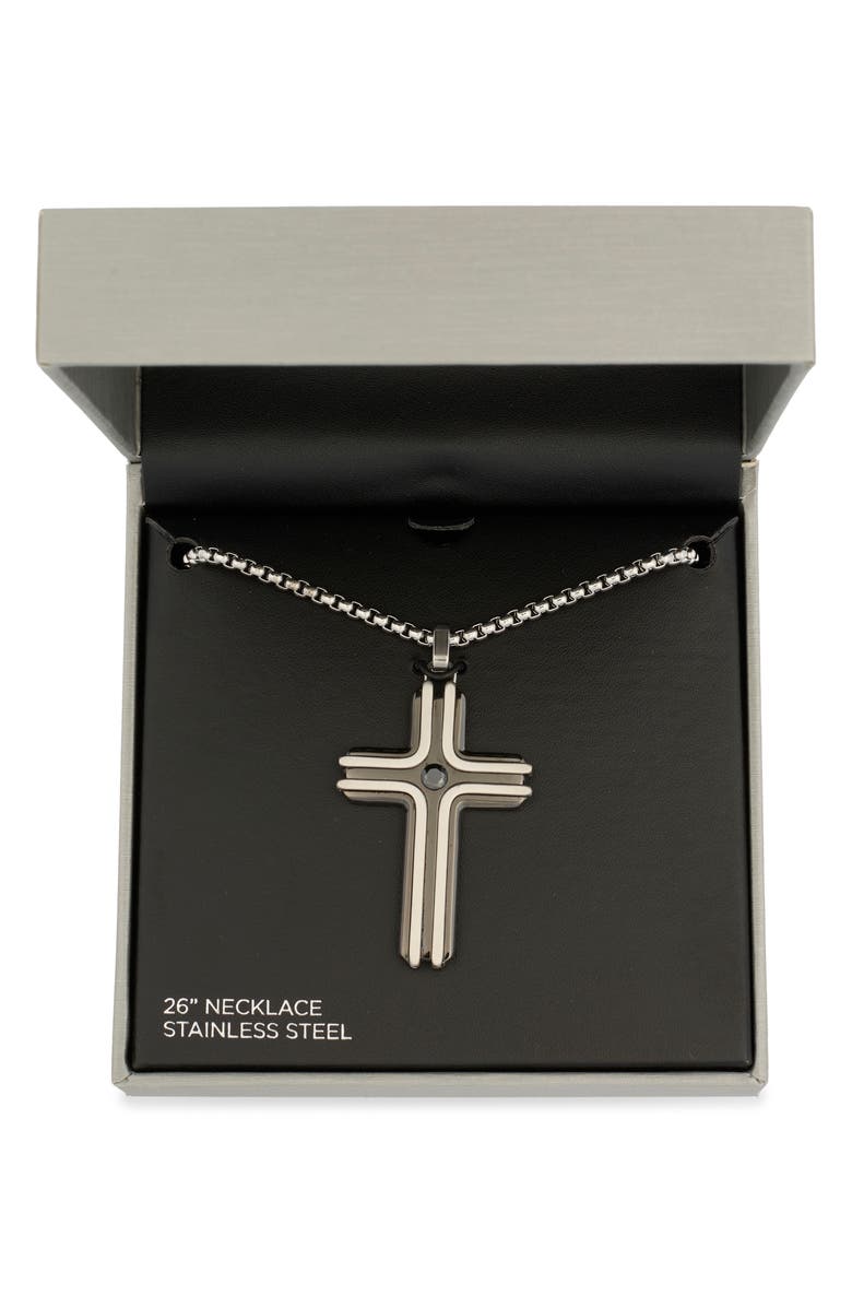 AMERICAN EXCHANGE Men's Cross Pendant Necklace, Main, color, Silver/ Gun