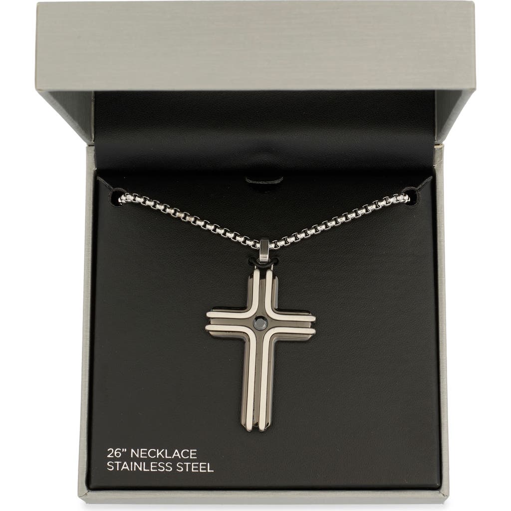 American Exchange Cross Pendant Necklace In Silver/gun