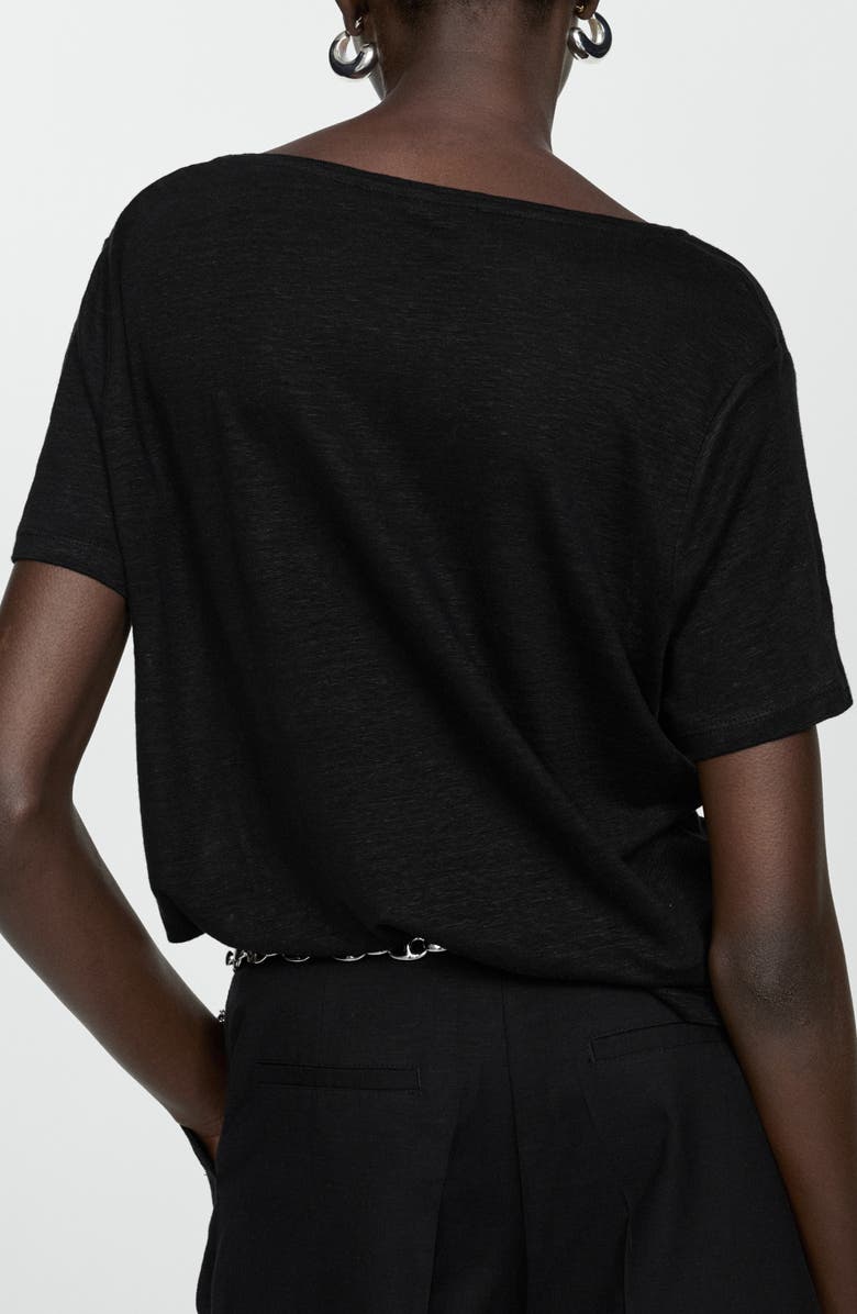MANGO V-Neck Linen T-Shirt, Alternate, color, 