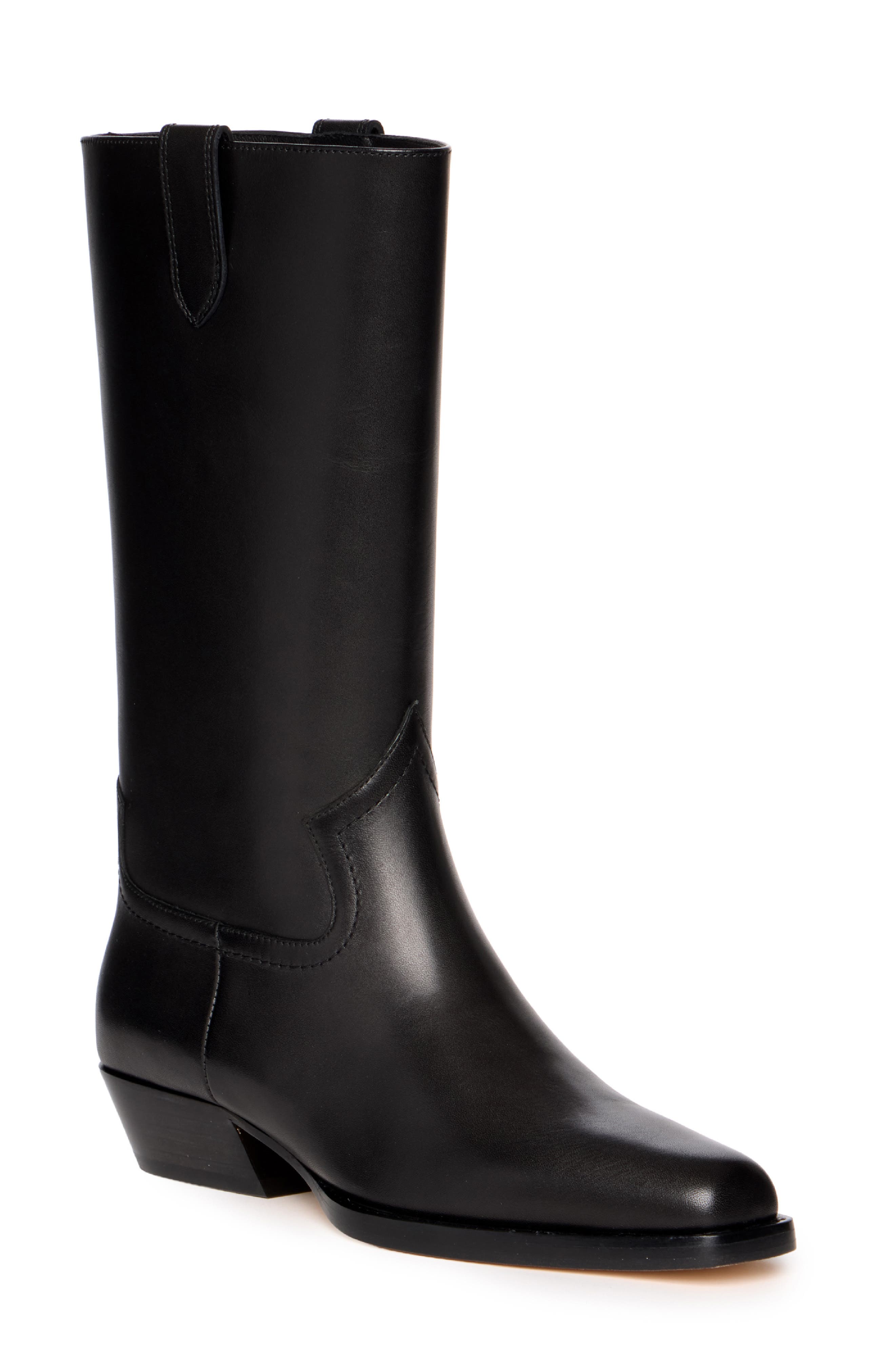 Goldie Leather Boot, Main, color, BLACK